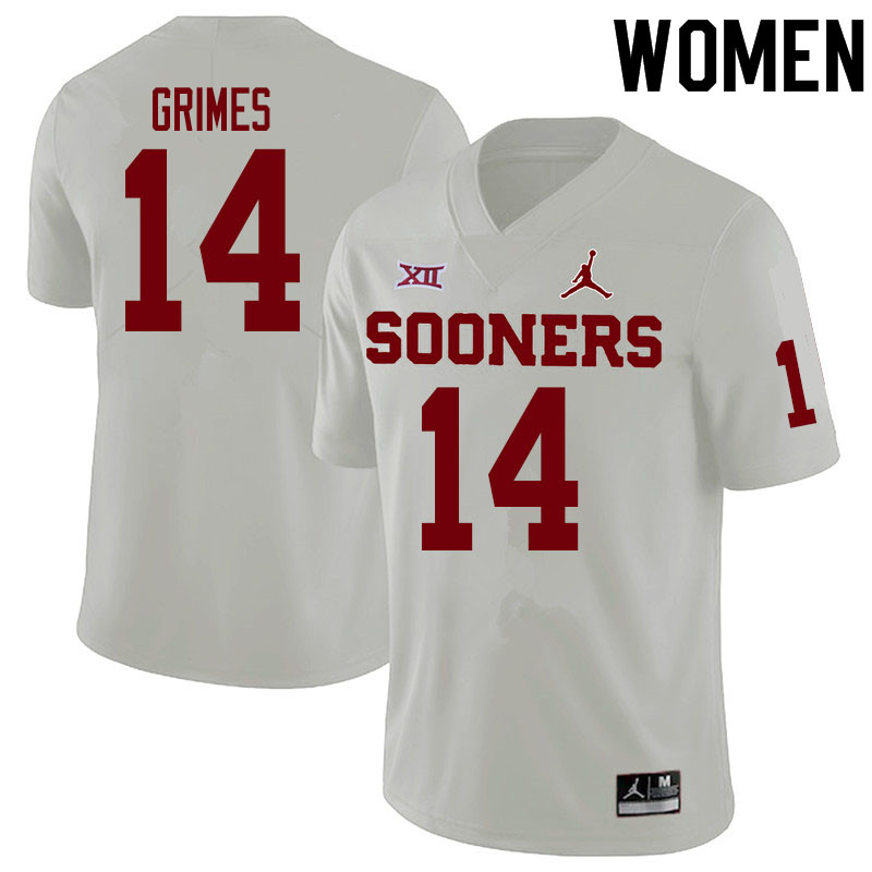 Women #14 Reggie Grimes Oklahoma Sooners College Football Jerseys Sale-White